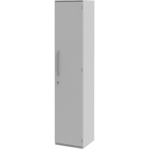 Aktenschrank BARI, 6 Ordnerhöhen, 5 Böden, Schloss, Türanschlag rechts, B 427 x T 430 x H 2174 mm, hellgrau