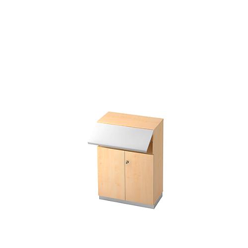 Aktenschrank mit Sicherheitsklappe, 3 OH, B 800 x T 420 mm, Ahorn-Dekor