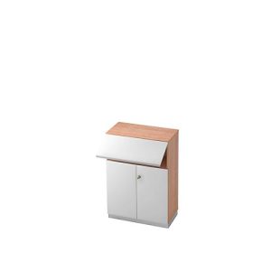 Aktenschrank mit Sicherheitsklappe, 3 OH, B 800 x T 420 mm, Nussbaum-Dekor/silber Aktenschrank mit Sicherheitsklappe, 3 OH, B 800 x T 420 mm, Nussbaum-Dekor/silber