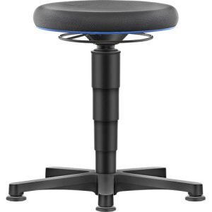 Allround Hocker Bimos, sitzhöhenverstellbar 450-650 mm, mit Gleiter, Supertec-Bezug, schnitt- & rutschfest, mit Mikropanzerung, Farbring blau