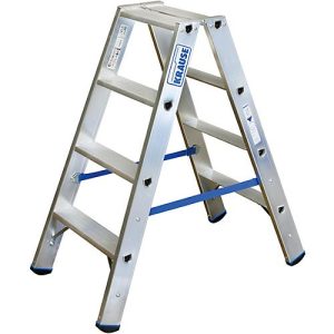 Alu-Stufendoppelleiter, 2 x 4 Stufen Alu-Stufendoppelleiter, 2 x 4 Stufen