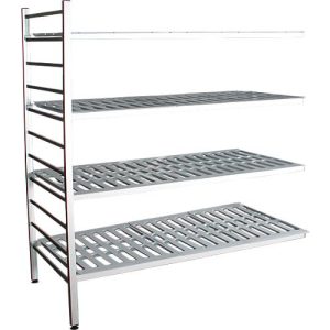 Aluminium-Steckregal, Anbaufeld, mit 4 Kunststoff-Rost-Fachböden, H 1800 x B 1200 x T 500 mm Aluminium-Steckregal, Anbaufeld, mit 4 Kunststoff-Rost-Fachböden, H 1800 x B 1200 x T 500 mm