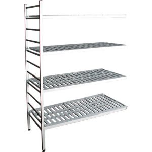 Aluminium-Steckregal, Anbaufeld, mit 4 Kunststoff-Rost-Fachböden, H 1950 x B 1000 x T 500 mm