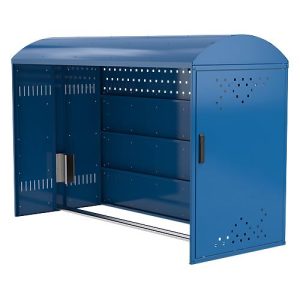 Anbausatz mit Seitenwand für Fahhradgarage BikeBox 1 B mit Bogendach, enzianblau RAL 5010 Anbausatz mit Seitenwand für Fahhradgarage BikeBox 1 B mit Bogendach, enzianblau RAL 5010