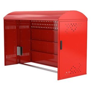Anbausatz mit Seitenwand für Fahhradgarage BikeBox 1 B mit Bogendach, verkehrsrot RAL 3020