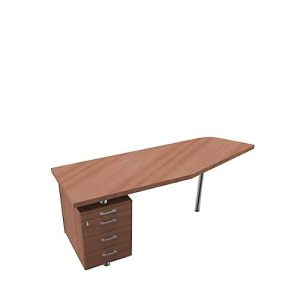 Anbautisch mit Container X-TIME-WORK, Freiform, B 1900/1000 x T 600 x H 740 mm, links, Nuss Canaletto-Dekor/Weiß Anbautisch mit Container X-TIME-WORK, Freiform, B 1900/1000 x T 600 x H 740 mm, links, Nuss Canaletto-Dekor/Weiß