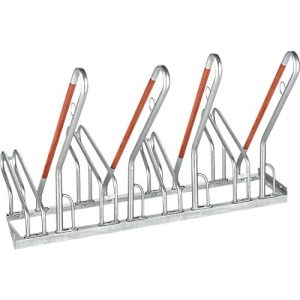 Anlehnparker 1-seitig, für Reifen bis B 55 mm, B 1400 x T 385 x H 815 mm, Stahl verzinkt, 4 Einstellplätze
