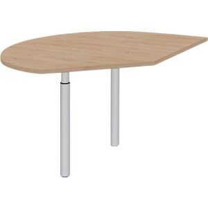 Ansatztisch links BARI, 2 Stützfüße, Form A, Bogen, B 1050 x T 1260 x H 680-820 mm, Eiche-Dekor
