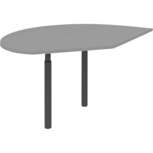 Ansatztisch links BARI, 2 Stützfüße, Form A, Bogen, B 1050 x T 1260 x H 680-820 mm, mittelgrau