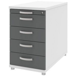 Anstellcontainer BARI, 4 Schübe & 1 Utensilienauszug, abschließbar, B 433 x T 800 x H 720 mm, weiß/anthrazit