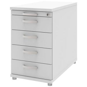 Anstellcontainer BARI, 4 Schübe & 1 Utensilienauszug, abschließbar, B 433 x T 800 x H 720 mm, weiß