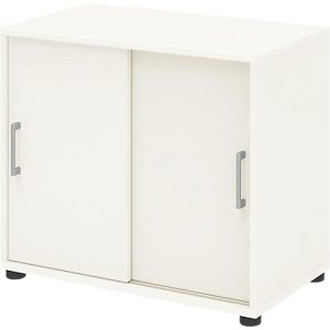 Anstellschrank TEMPIO, aus Holz, 2 Schiebetüren, 2 OH, B 800 x T 430 x H 740 mm, weiß/weiß