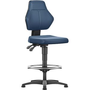 Arbeitsdrehstuhl Allrounder, o. Armlehnen, Permanentkontakt, m. Gleitern, Kunstleder blau