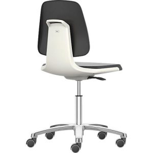 Arbeitsdrehstuhl Labsit, Kunstleder, Rollen, B 450 x T 420 x H 450 – 650 mm, weiß