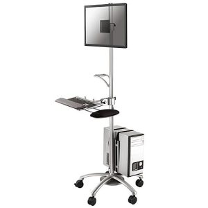 Arbeitsstation Neomounts by NewStar FPMA-MOBILE1800, f. Monitor 10-27’/Tastatur/Maus/PC, höhenverst., 25° neigbar