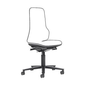 Arbeitsstuhl bimos NEON, Synchronmechanik, Grundmodell ohne Polsterelement, mit Rollen, Flexband grau