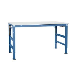Arbeitstisch Ergo, Elektro-Hydraulik, Platte Melamin, 1500 x 800 mm, brillantblau