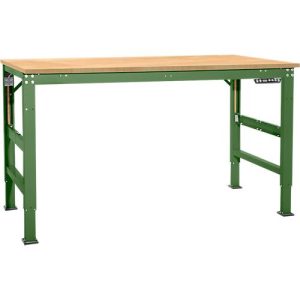 Arbeitstisch Ergo, Elektro-Hydraulik, Platte Multiplex, 2500 x 800 mm, resedagrün