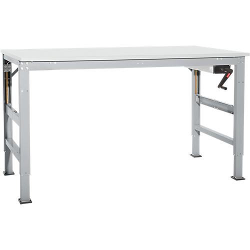 Arbeitstisch Ergo K, m. Kurbel, 1750 x 800 mm, Tischplatte Kunststoff, alusilber