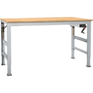 Arbeitstisch Ergo K, m. Kurbel, 1750 x 800 mm, Tischplatte Multiplex, alusilber