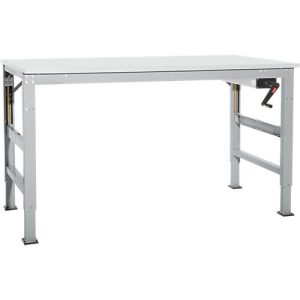 Arbeitstisch Ergo K, m. Kurbel, 1750 x 800 mm, Tischplatte PVC Dekor, alusilber