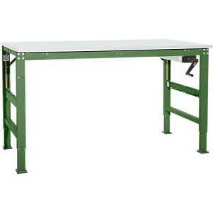 Arbeitstisch Ergo K, m. Kurbel, 2000 x 800 mm, Tischplatte Kunststoff, resedagrün