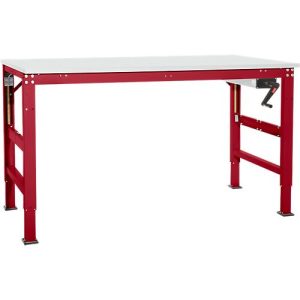 Arbeitstisch Ergo K, m. Kurbel, 2500 x 1000 mm, Tischplatte Kunststoff, rubinrot Arbeitstisch Ergo K, m. Kurbel, 2500 x 1000 mm, Tischplatte Kunststoff, rubinrot