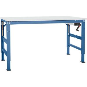 Arbeitstisch Ergo K, m. Kurbel, 2500 x 800 mm, Tischplatte Melamin, brillantblau Arbeitstisch Ergo K, m. Kurbel, 2500 x 800 mm, Tischplatte Melamin, brillantblau