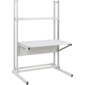 Arbeitstisch TRESTON Quick Edge, rechteckig, manuell höhenverstellbar, bis 100 kg, B 1200 x T 700 x H 1930 mm, Stahl & Aluminium, lichtgrau RAL 7035