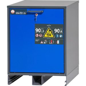 Asecos Akku-Ladeschrank Typ 90 ION-CHARGE-90, Unterbauschrank, Schublade mit 2 Auszugsebenen, B 593 x T 574 x H 780 mm, Anthrazitgrau/Enzianblau Asecos Akku-Ladeschrank Typ 90 ION-CHARGE-90, Unterbauschrank, Schublade mit 2 Auszugsebenen, B 593 x T 574 x H 780 mm, Anthrazitgrau/Enzianblau