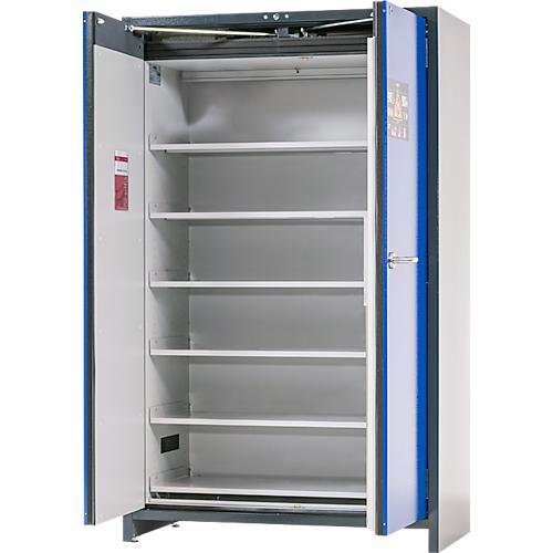 Asecos Akku-Lagerschrank ION-PRO-90 PS, 6 Fachböden gelocht + 1 Bodenauffangwanne, B 1193 x T 615 x H 1953 mm