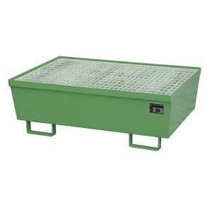 Auffangwanne BAUER AM-2, mit Gitterrost, Stahl, 225 l, B 1200 x T 800 x H 415 mm, grün