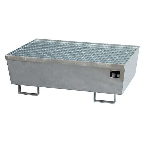Auffangwanne BAUER AM-2, mit Gitterrost, Stahl, 225 l, B 1200 x T 800 x H 415 mm, verzinkt