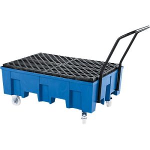 Auffangwanne PE, fahrbar, für 2 x 200 l Fass, mit PE-Gitterrost Auffangwanne PE, fahrbar, für 2 x 200 l Fass, mit PE-Gitterrost