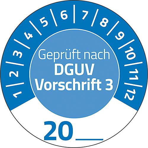 Avery Zweckform 7909 Prüfplaketten „DGUV Vorschrift 3“ 20__ zum Selbereintragen, extrem robust, Ø 30 mm, 80 Stück/10 Bogen, Vinylfolie, blau