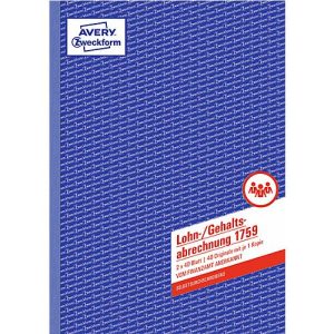 AVERY® Zweckform Gehalt- und Lohnabrechnung, Nr. 1759 AVERY® Zweckform Gehalt- und Lohnabrechnung, Nr. 1759