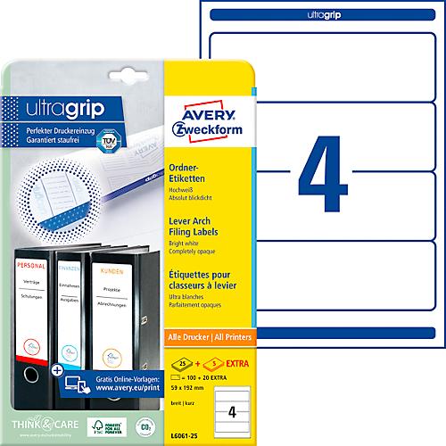 Avery Zweckform L6061, ultragrip, 25 Ordner-Etiketten, 59 x 192 mm