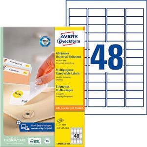 Avery Zweckform Universal-Etiketten, 4800 Etiketten, 45,7 x 21,2 mm
