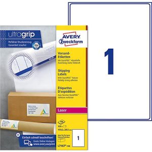 AVERY® Zweckform Versandetiketten, ultragrip, 199,6 x 289,1 mm, 100 Stück AVERY® Zweckform Versandetiketten, ultragrip, 199,6 x 289,1 mm, 100 Stück