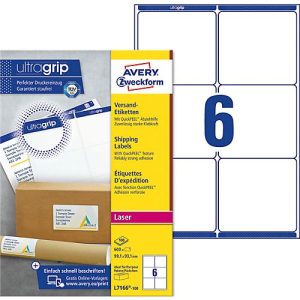 AVERY® Zweckform Versandetiketten, ultragrip, 99,1 x 93,1 mm, 600 Stück