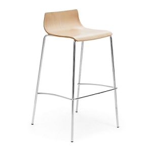 Barhocker Leyform My Stool, stapelbar bis zu 3 Stück, B 470 x T 510 x H 740 mm, Holz & Stahl, Buche Natur gebeizt, 3 Stück