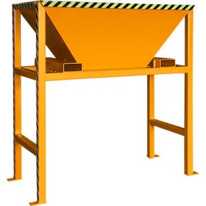 Bauer BTS Befülltrichter, Stahlblech, Standkonstruktion, Einfahrtaschen, lackiert, L 980 x B 1980 x H 2050 mm, gelborange RAL 2000