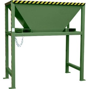 Bauer BTS Befülltrichter, Stahlblech, Standkonstruktion, Einfahrtaschen, lackiert, L 980 x B 1980 x H 2050 mm, resedagrün RAL 6011