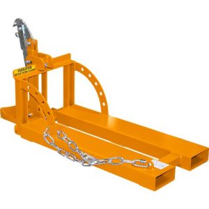 Bauer Fasslifter RS 60-I, für Stapler, 1 x 60-l Fässer, L 1050 x B 410 x H 460 mm, bis 100 kg, Stahl, Gelborange