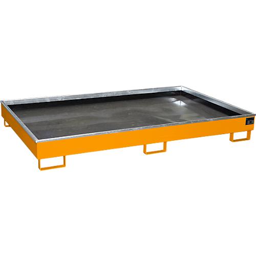Bauer Regalwanne RW 2200-2 PE, mit PE-Einsatz, L 2165 x B 1315 x H 510 mm, gelborange RAL 2000