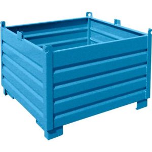Bauer Sammelbehälter-System SBS 1000, L 1200 x B 1200 x H 850 mm, bis zu 3-fach stapelbar, lackiert, mit Transportwagen, lichtblau RAL 5012