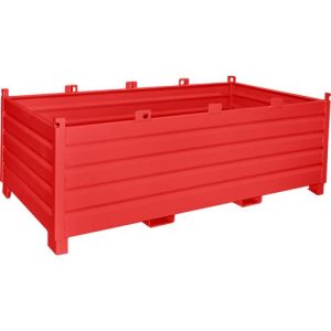 Bauer Sammelbehälter-System SBS 2000, L 1200 x B 2400 x H 850 mm, bis zu 3-fach stapelbar, lackiert, mit Transportwagen, feuerrot RAL 3000 Bauer Sammelbehälter-System SBS 2000, L 1200 x B 2400 x H 850 mm, bis zu 3-fach stapelbar, lackiert, mit Transportwagen, feuerrot RAL 3000