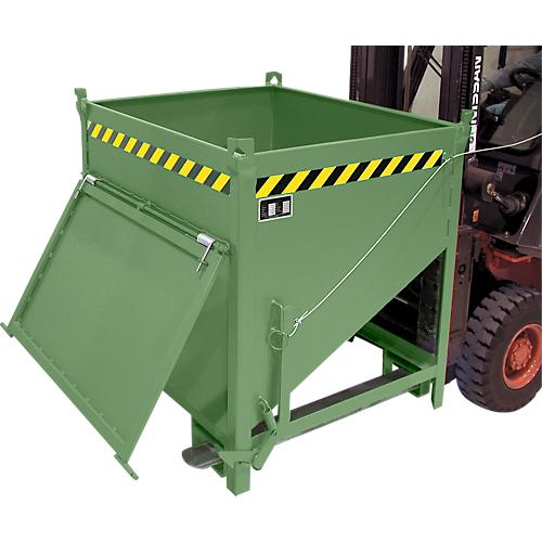 Bauer Silobehälter SGK 75, Zugseil-Entleerung, L 1000 x B 1200 x H 1170 mm, 0,75 m³, bis 1000 kg, Stahlblech, Resedagrün