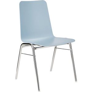 BAVARIA Stapelstuhl 71220-21, ergonomische Sitzform, Stahl-Rundrohr, schwer entflammbar, B 500 x T 550 x H 860 mm, hellblau/chrom