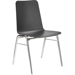 BAVARIA Stapelstuhl 71220-21, ergonomische Sitzform, Stahl-Rundrohr, schwer entflammbar, B 500 x T 550 x H 860 mm, schiefergrau/chrom
